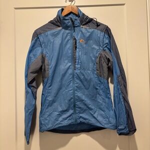Lowe Alpine Mens Blue Full Zip Hooded Windbreaker Jacket Size Medium RN 74676